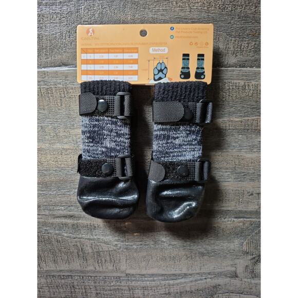 CoolTail Pet Socks Dog Medium Waterproof Anti Slip Weatherproof Adjustable Black - Picture 3 of 8